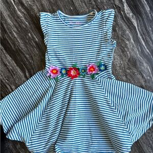 Mini Boden Striped Flower Dress 4-5y
